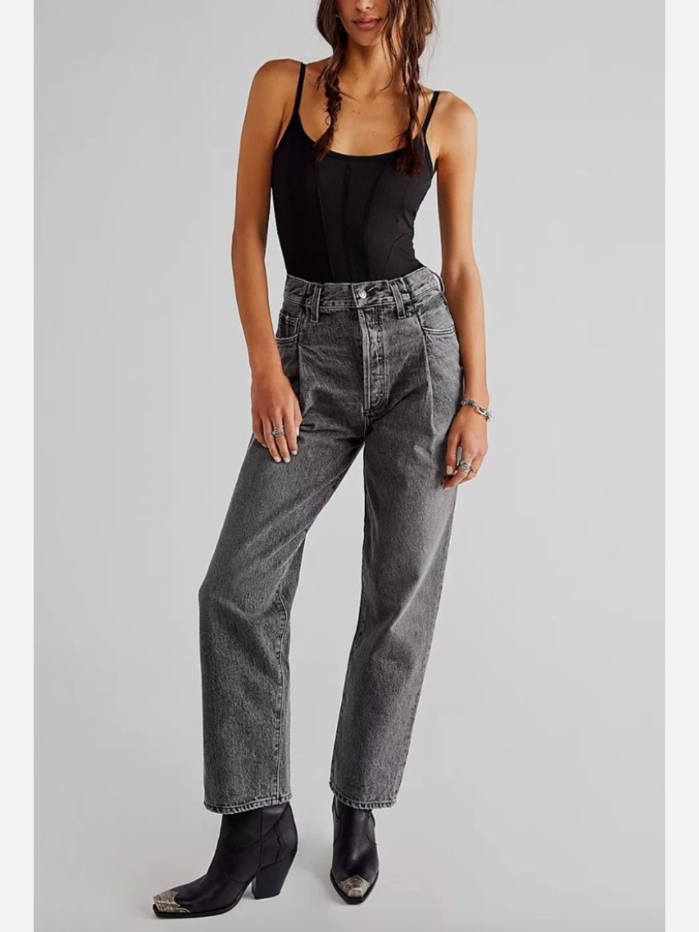 AGOLDE Fold Waistband Pleated Jeans Size 24